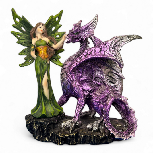 Green Fairy and Purple Dragon Statue