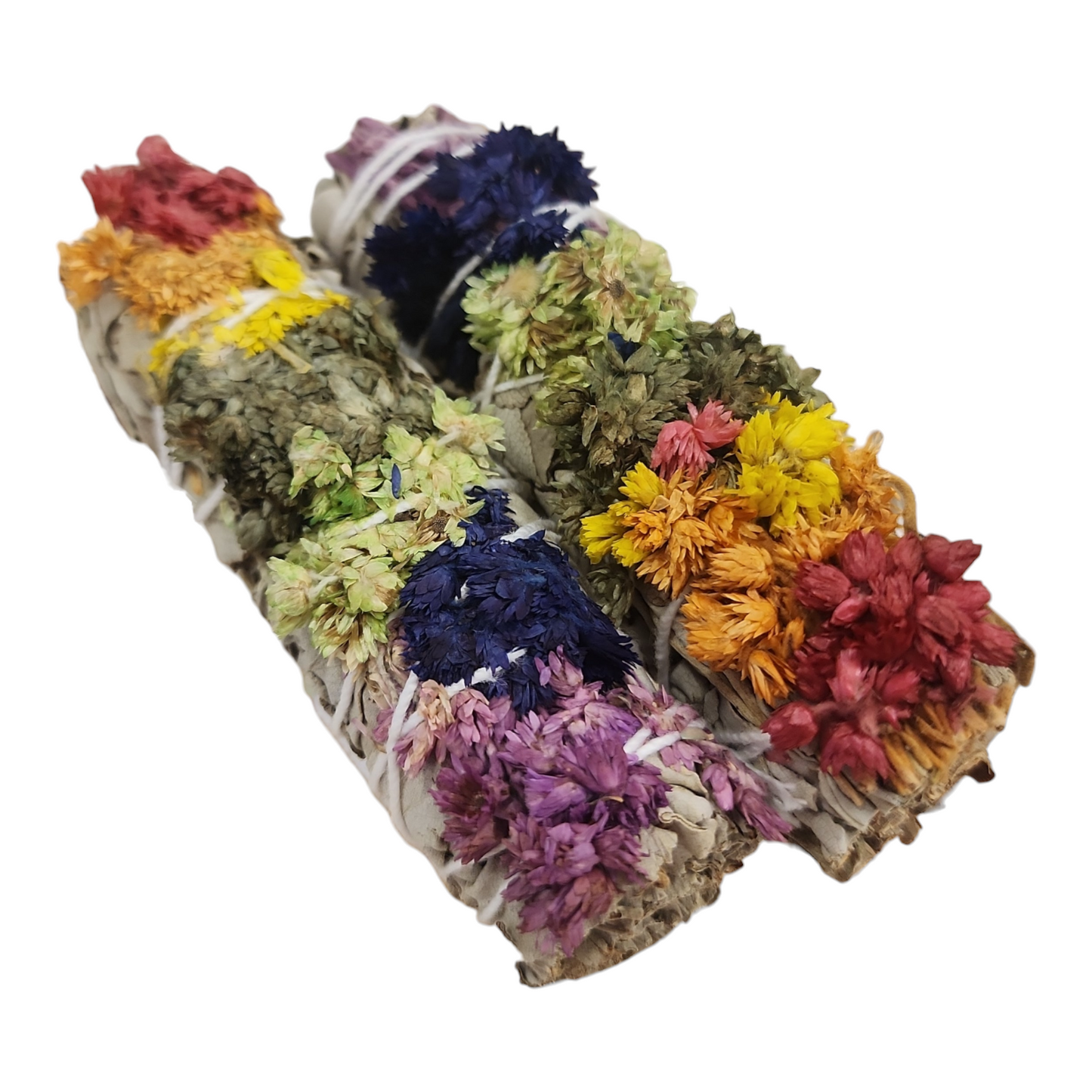 7 Chakra Mullein Flower with White Sage Smudge Stick 4"