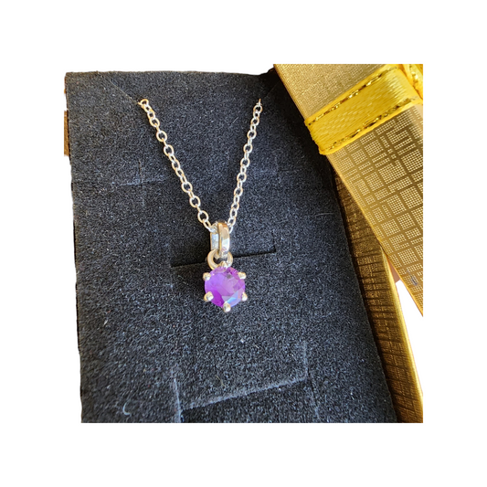 Amethyst Cut Sterling Silver Necklace
