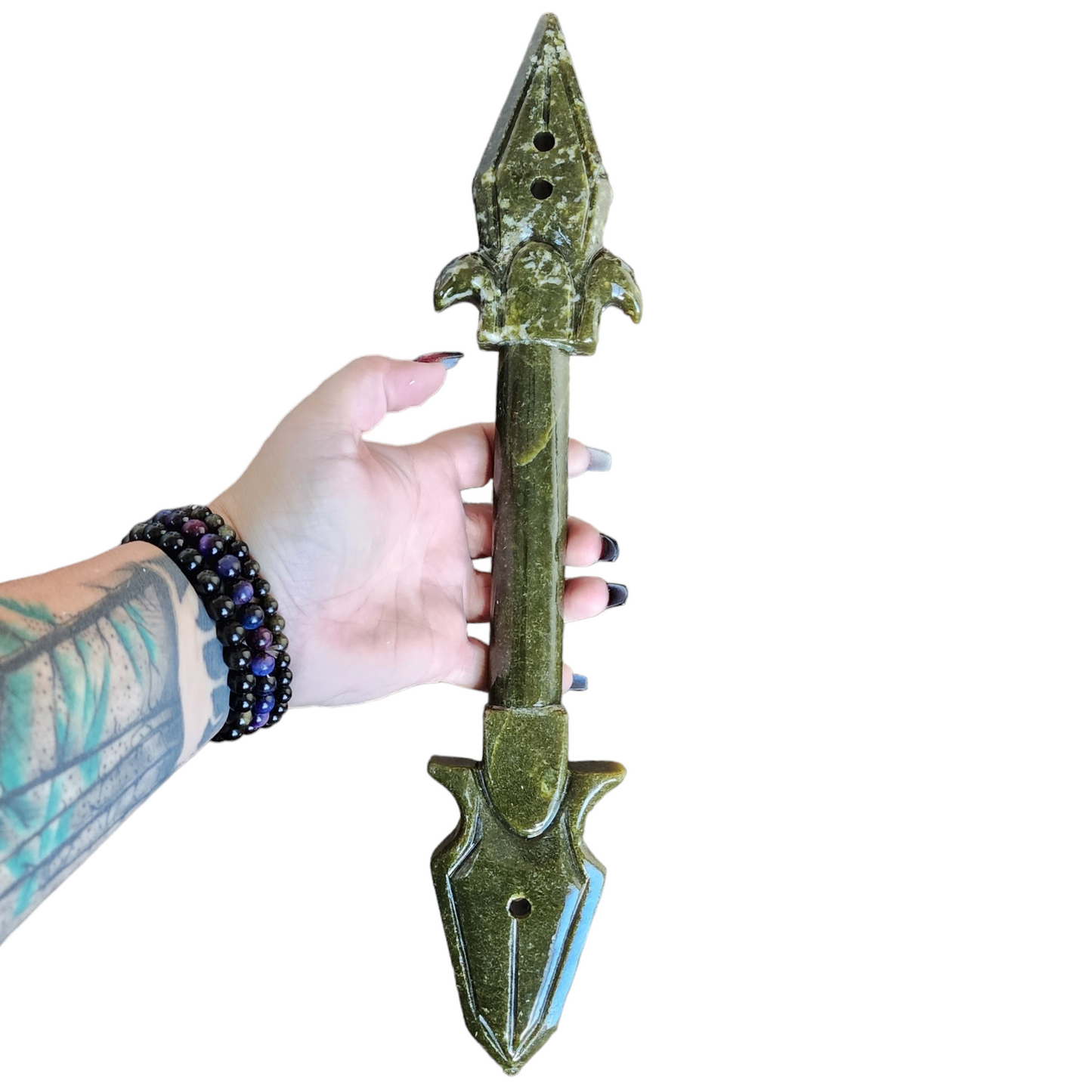 Nephrite Jade Double Blade Spear