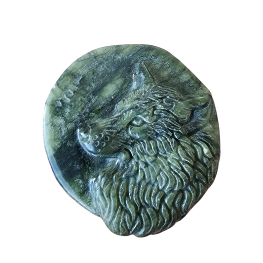 Nephrite Jade Wolf Coin