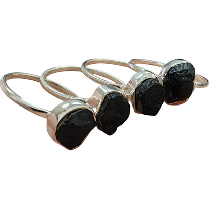 Tourmaline Rough Sterling Silver Rings