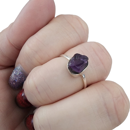 Amethyst Rough Sterling Silver Rings