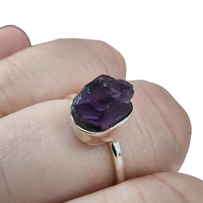 Amethyst Rough Sterling Silver Rings