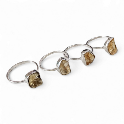 Citrine Rough Sterling Silver Rings