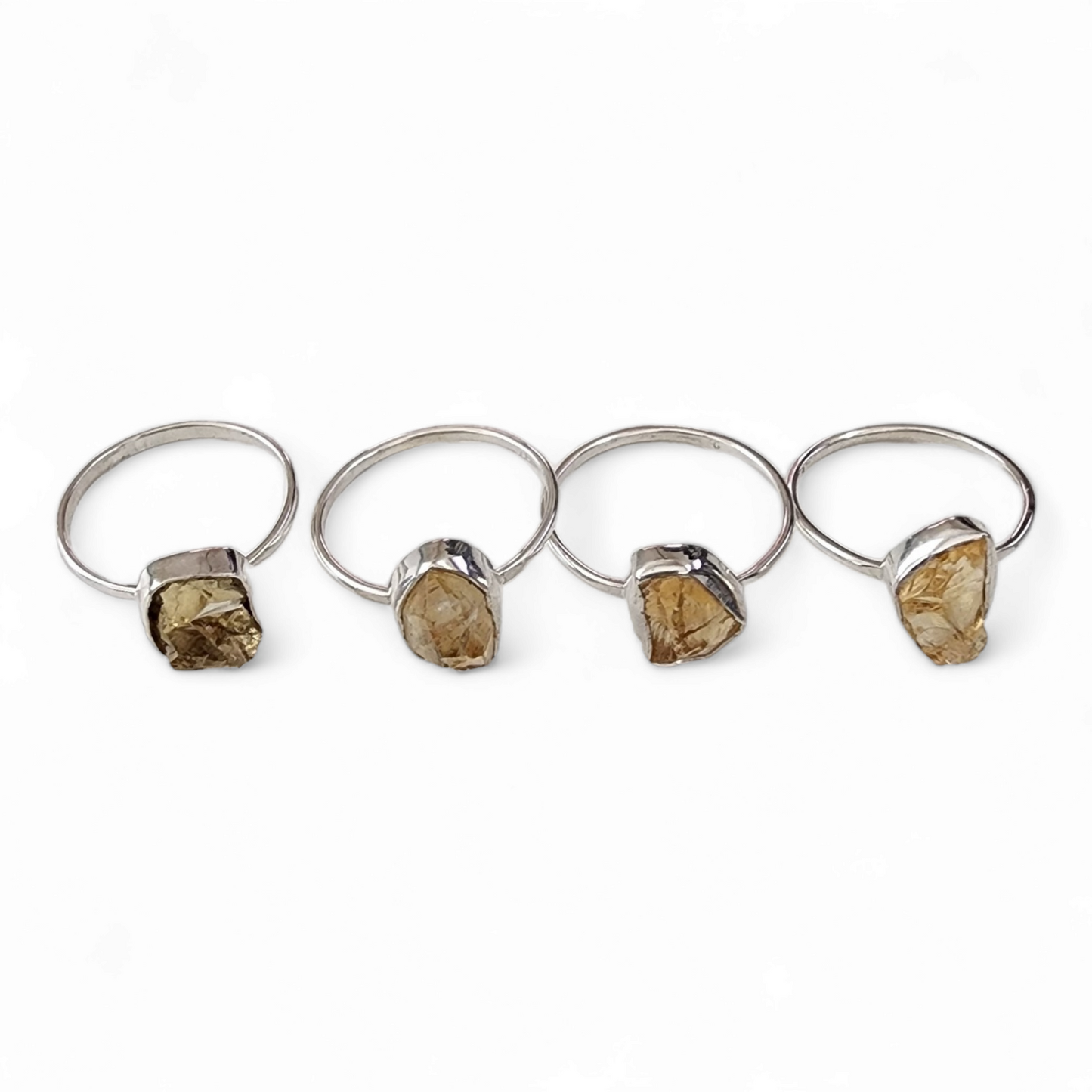 Citrine Rough Sterling Silver Rings