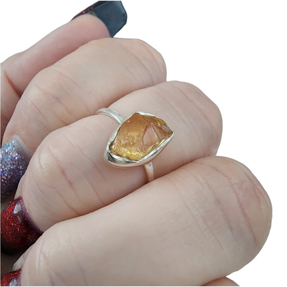 Citrine Rough Sterling Silver Rings