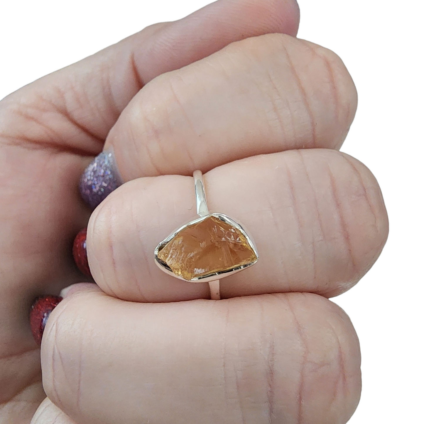 Citrine Rough Sterling Silver Rings