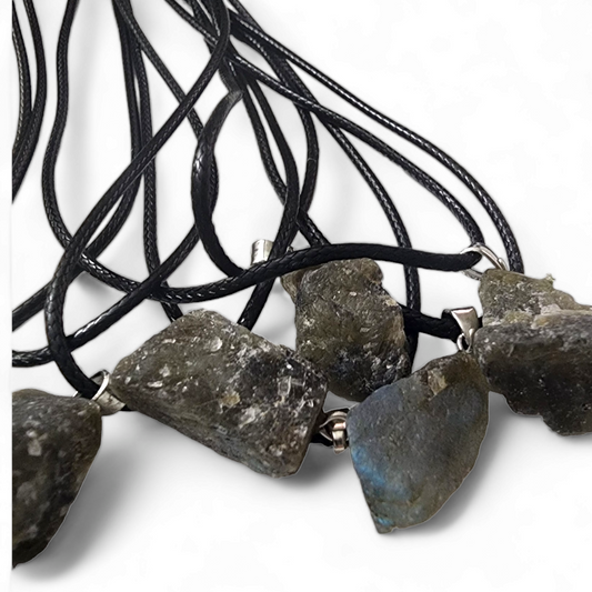 Labradorite Raw Rough Flower Teeth Necklace