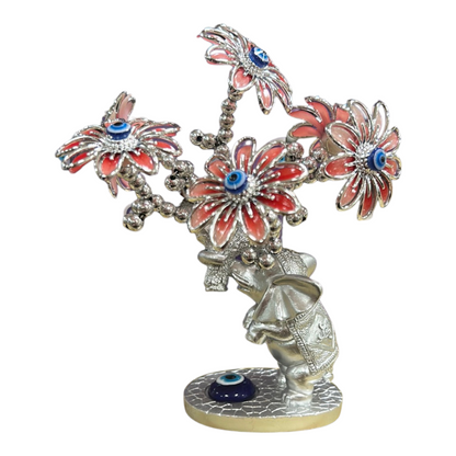 Small Ojo Evil Eye Elephant Tree with Flowers Figurine