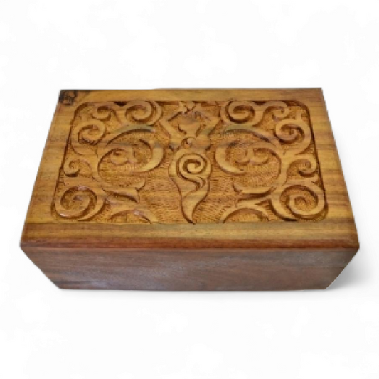 Goddess of Earth Carved Wooden Box 4"x6"