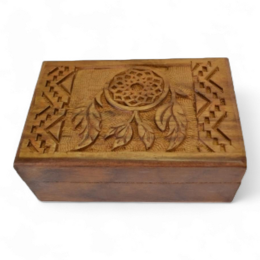 Dream Catcher Carved Wooden Box 4"x6"