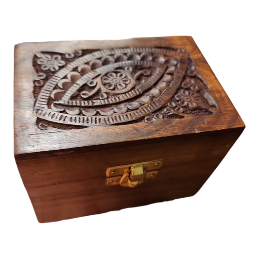 Ojo Evil Eye Carved Wooden Box