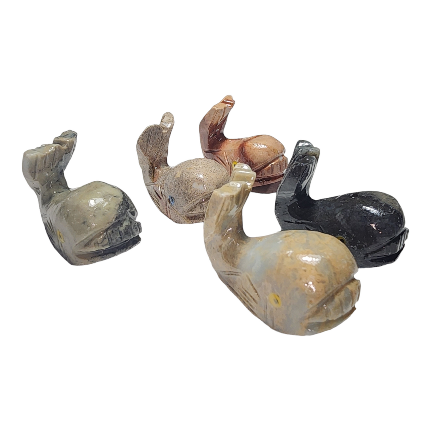 Hand Carved Peruvian Soapstone Whales