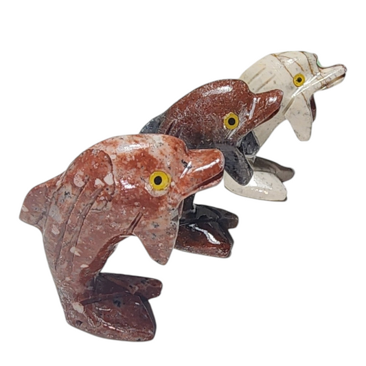 Hand Carved Peruvian Soapstone Dolphins