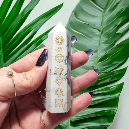 Howlite Chakra Engraved Points