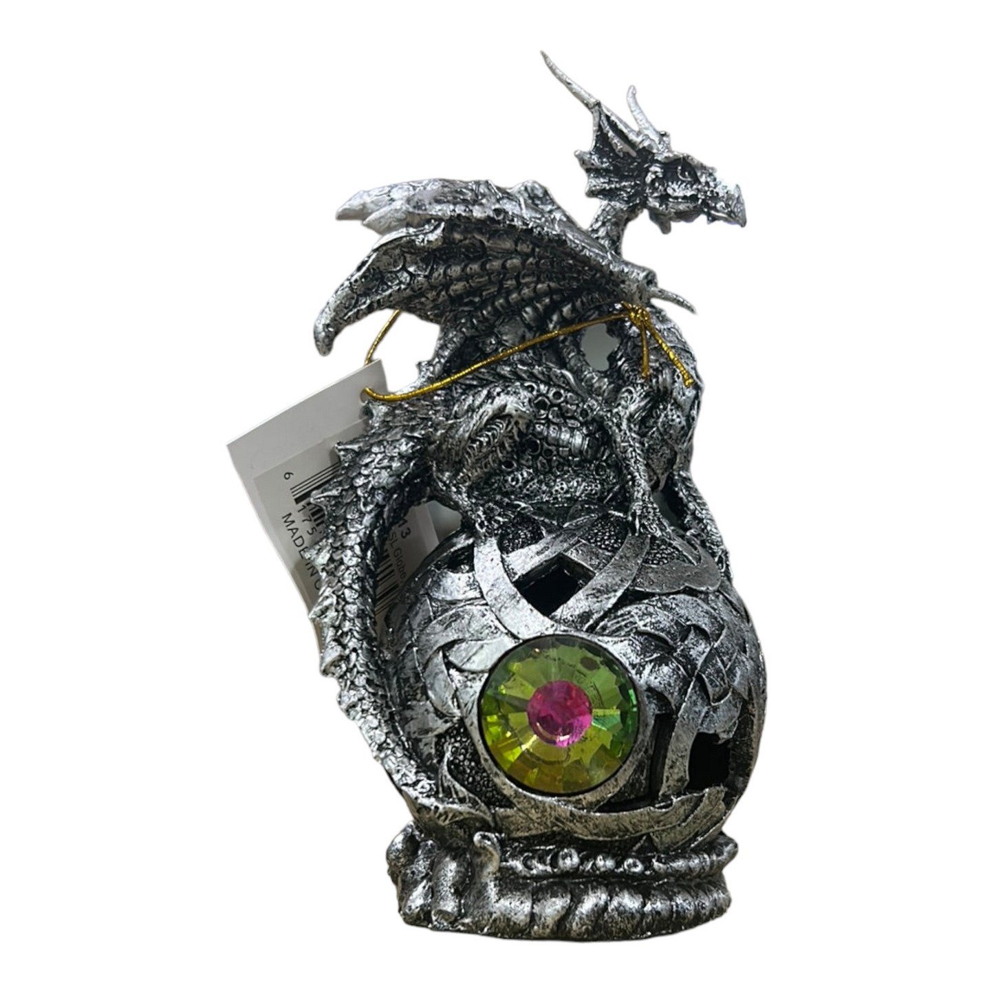Black & Silver Dragon on Sphere LED Figurine