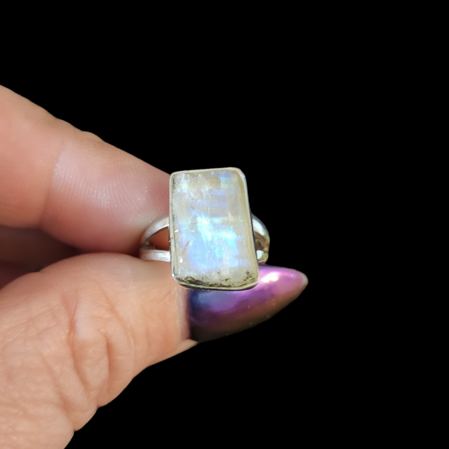 Raw Moonstone Sterling Silver Ring sz6