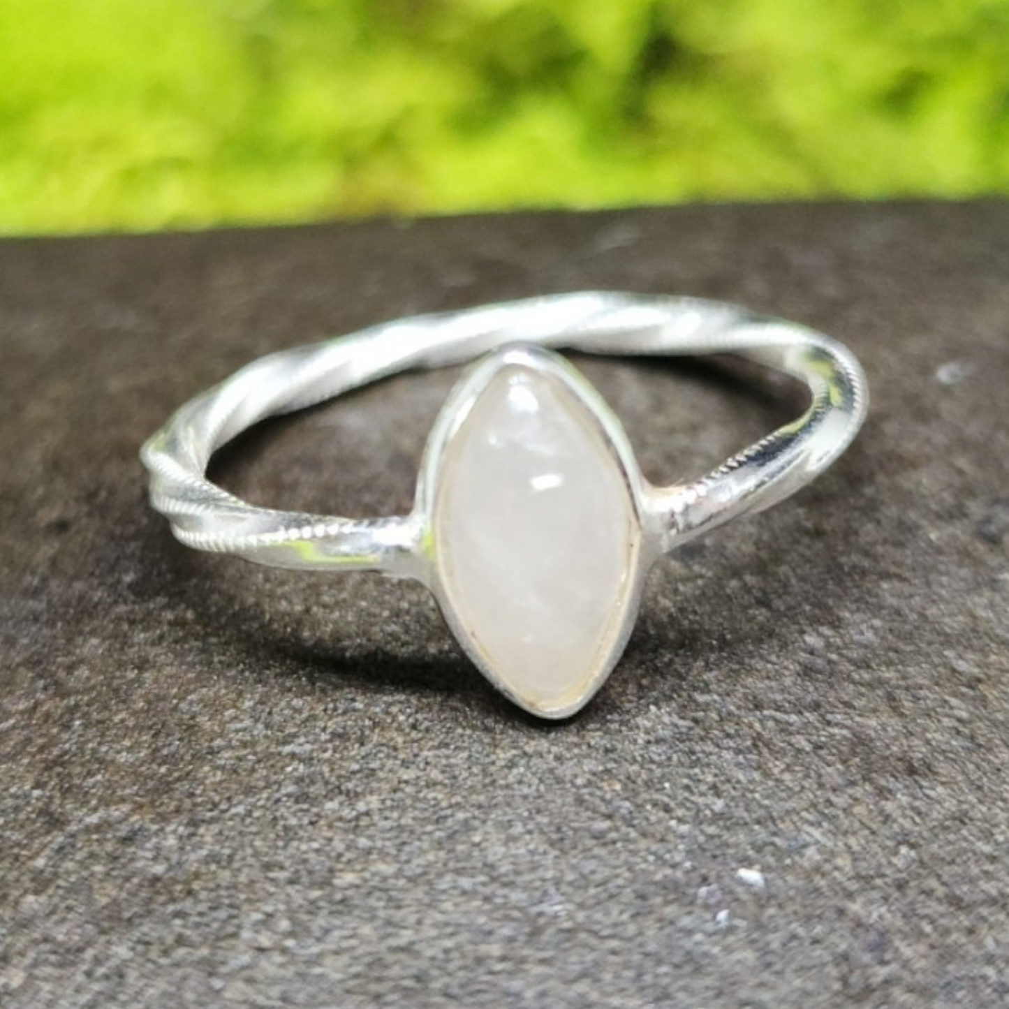 Rose Quartz Sterling Silver Ring sz8