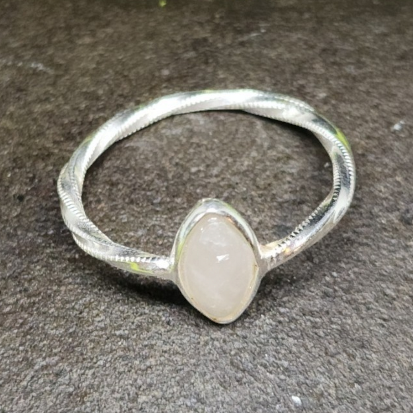 Rose Quartz Sterling Silver Ring sz8