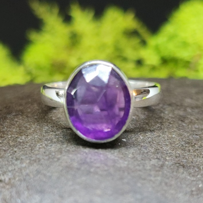 Amethyst Rose Cut Sterling Silver Ring sz7