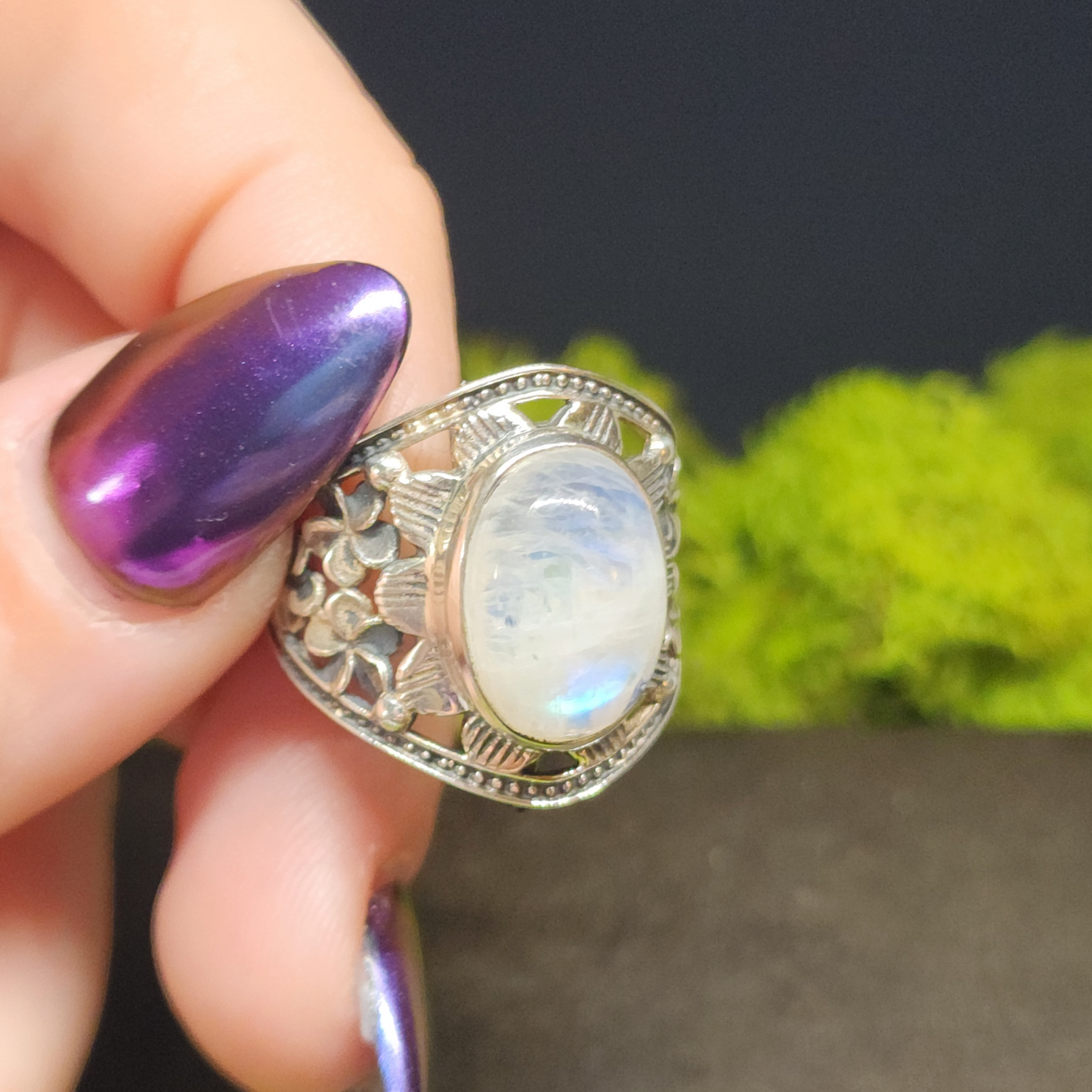 Moonstone Sterling Silver Ring sz9