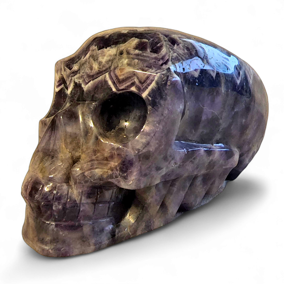Chevron Amethyst Long Skull Head