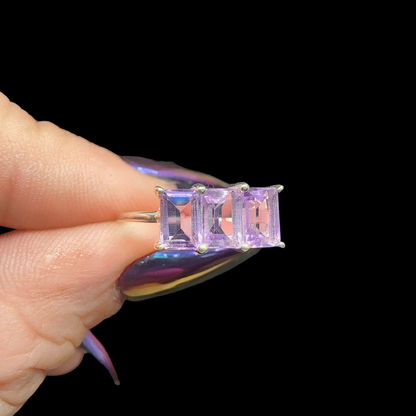 Triple Amethyst s925 Ring sz7