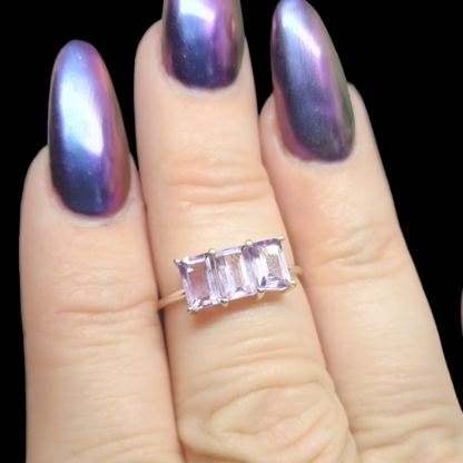 Triple Amethyst s925 Ring sz7