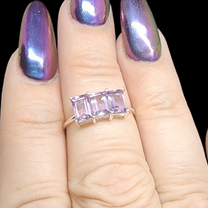 Triple Amethyst s925 Ring sz7