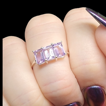 Triple Amethyst s925 Ring sz7