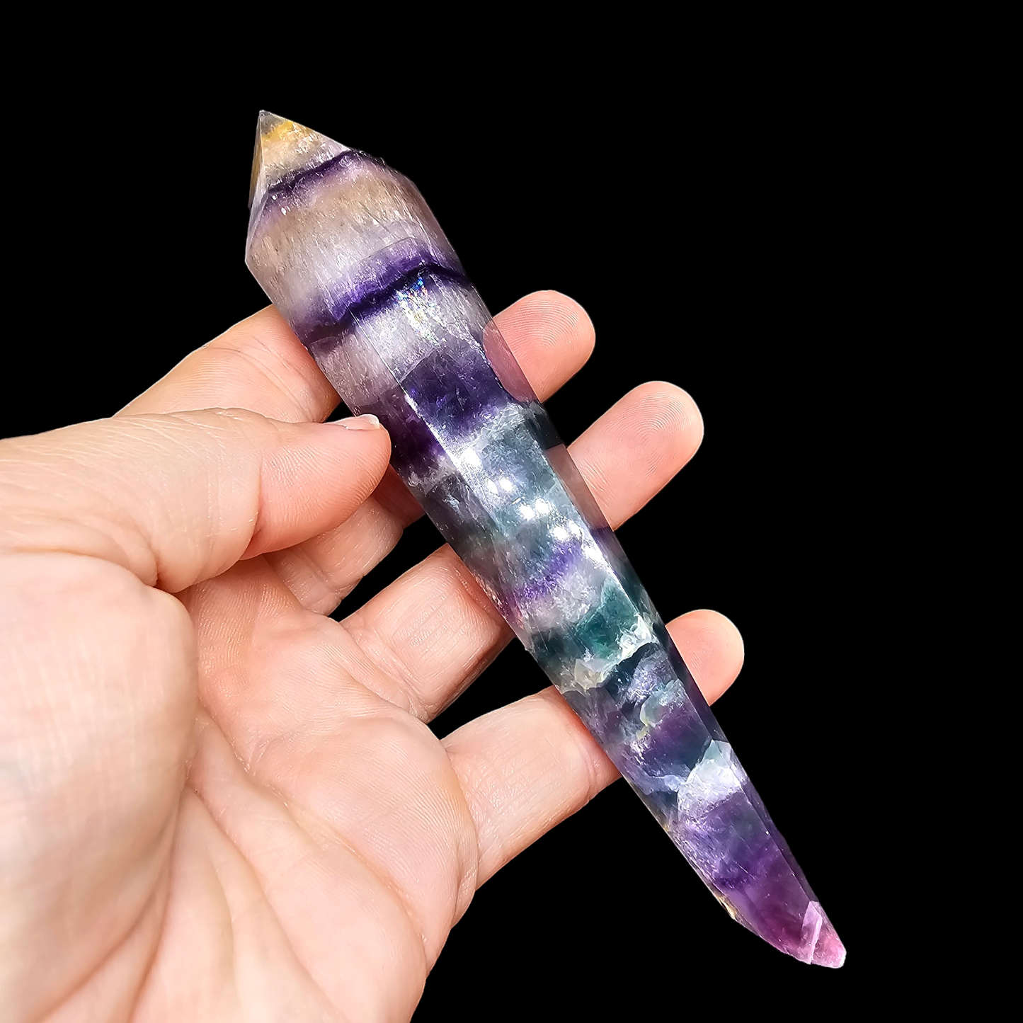 Rainbow Fluorite Scepter Wand with Stand