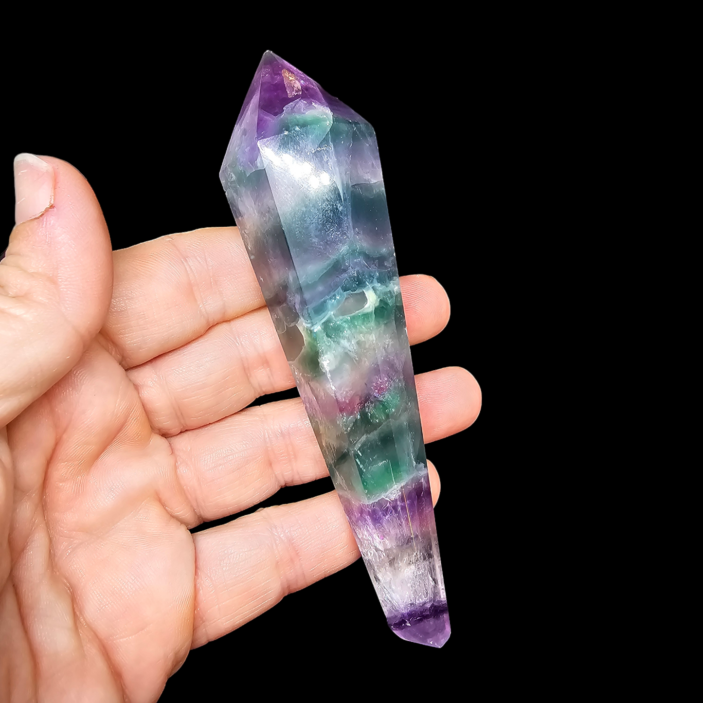 Rainbow Fluorite Scepter Wand with Stand