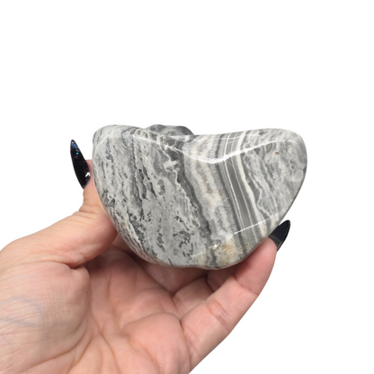 1.5lb Picasso Grey Jasper Meditating Alien | Natural Crystal Carved & Polished Stone