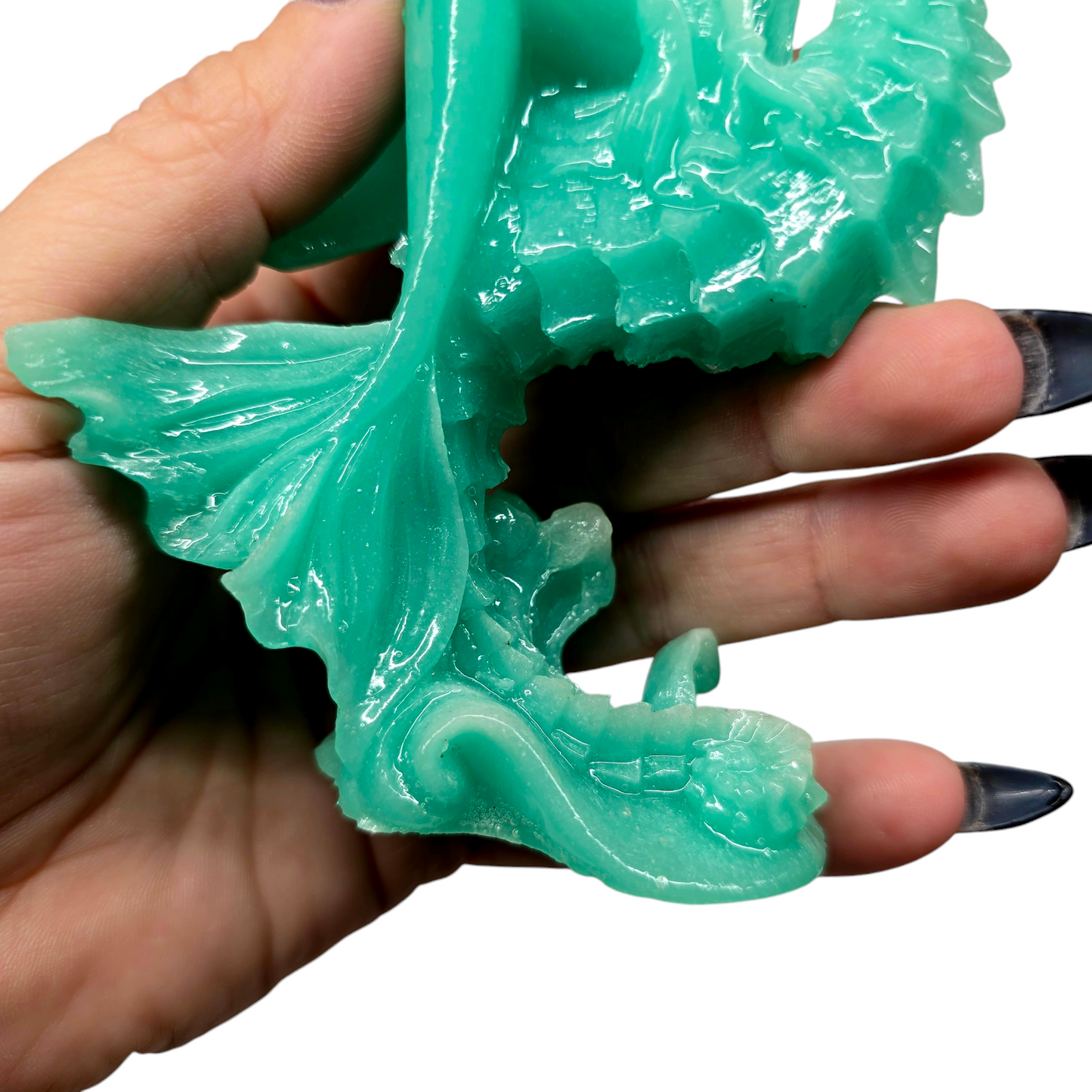 5"H Luminous Glow-in-the-Dark Mermaid & Seahorse | Unique Sea Green Home Figurine Decor Gift