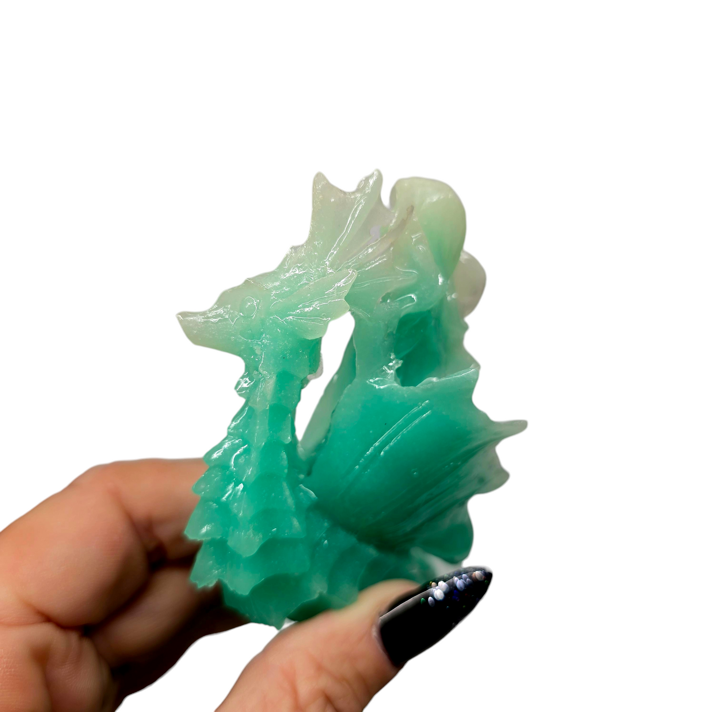 5"H Luminous Glow-in-the-Dark Mermaid & Seahorse | Unique Sea Green Home Figurine Decor Gift