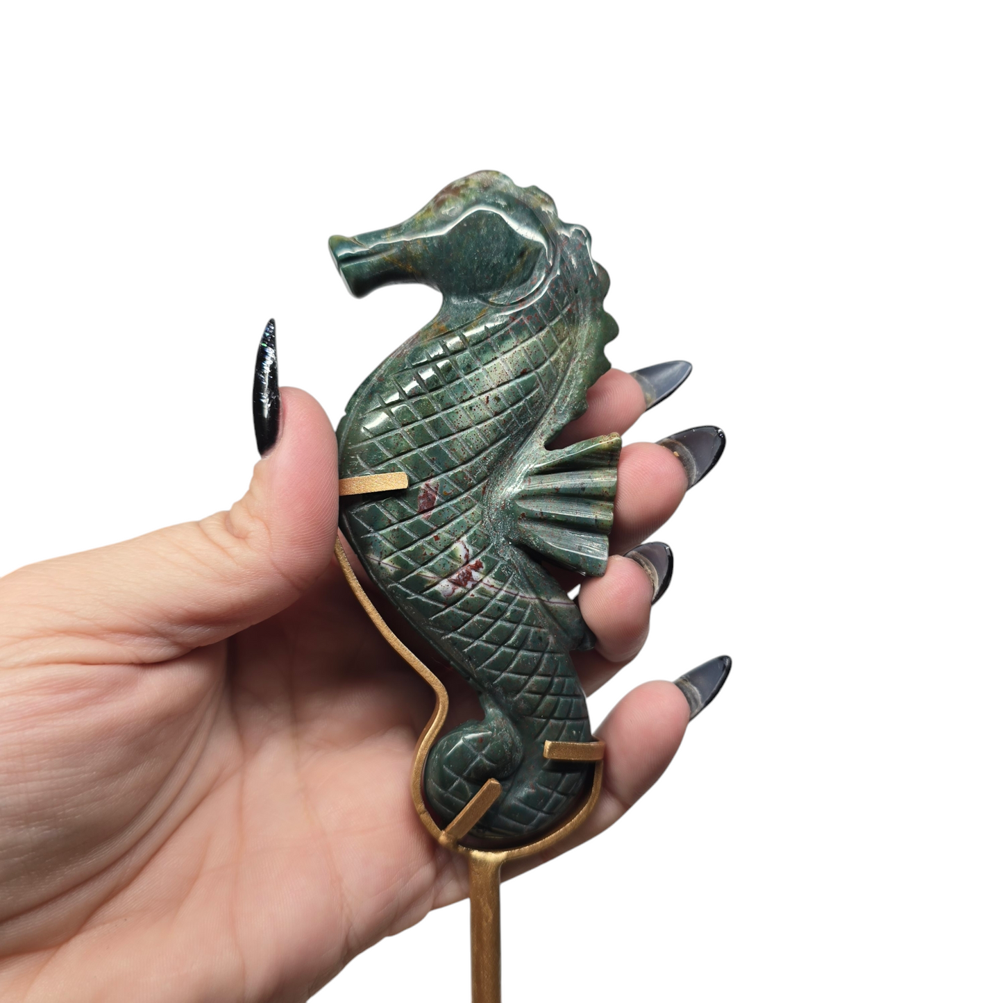 7.5"H Ocean Jasper Seahorse | Natural Crystal Carved & Polished Stone