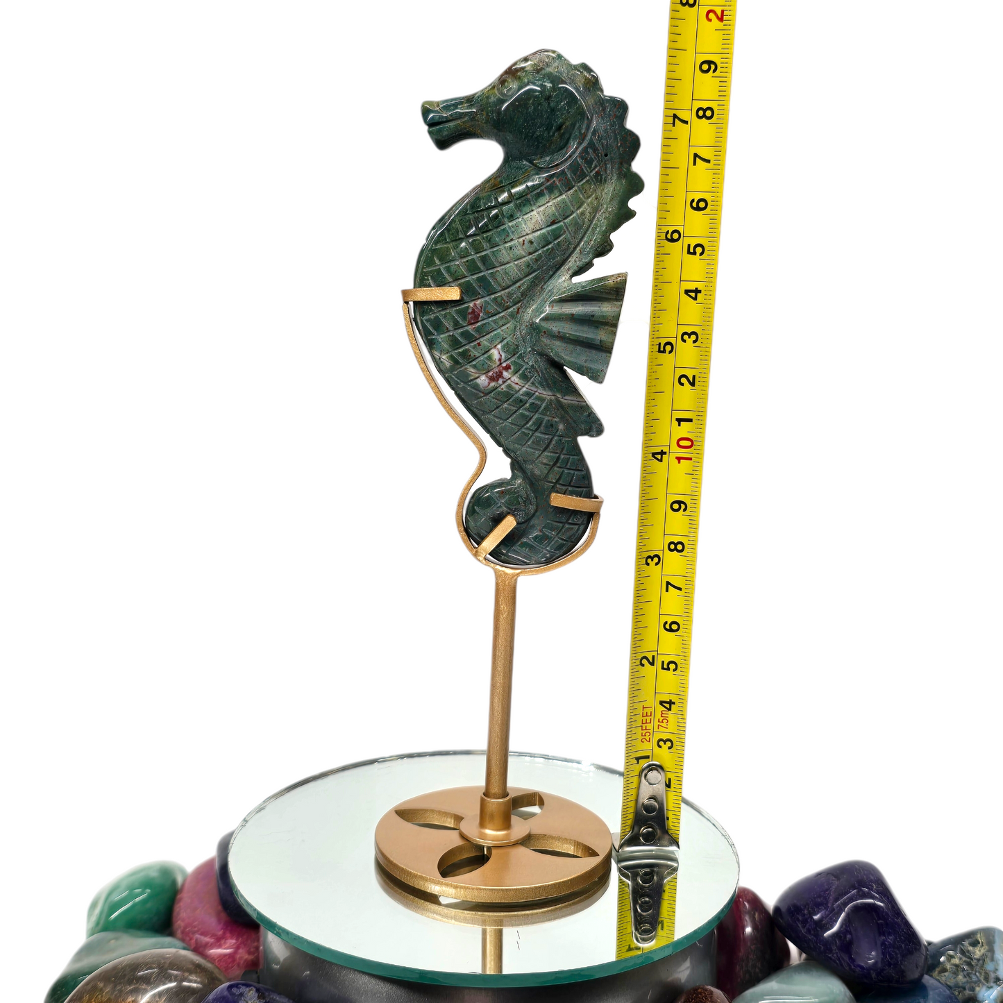 7.5"H Ocean Jasper Seahorse | Natural Crystal Carved & Polished Stone