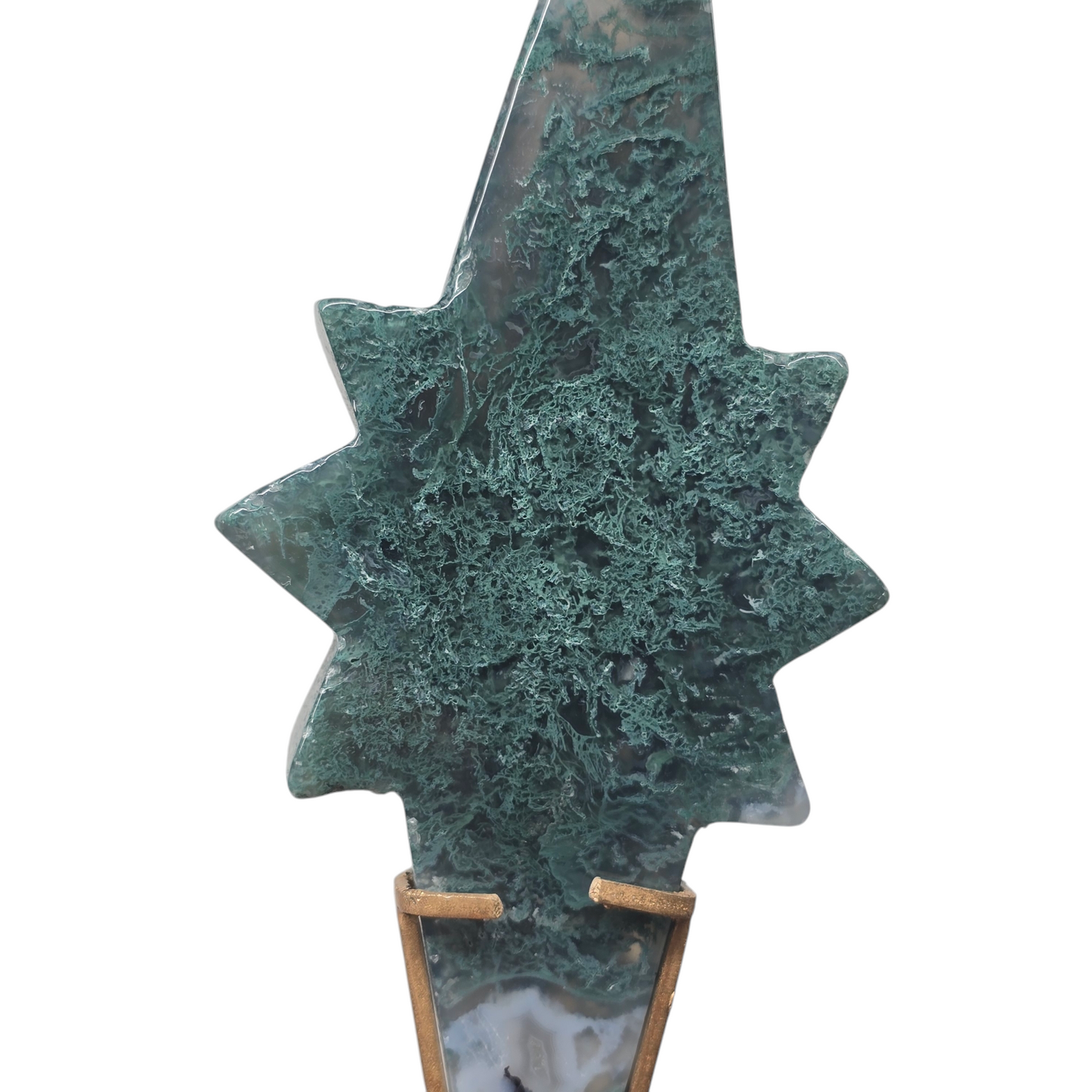 Beautiful Moss Agate Celestial North Star | Natural Crystal Carved & Polished Stone