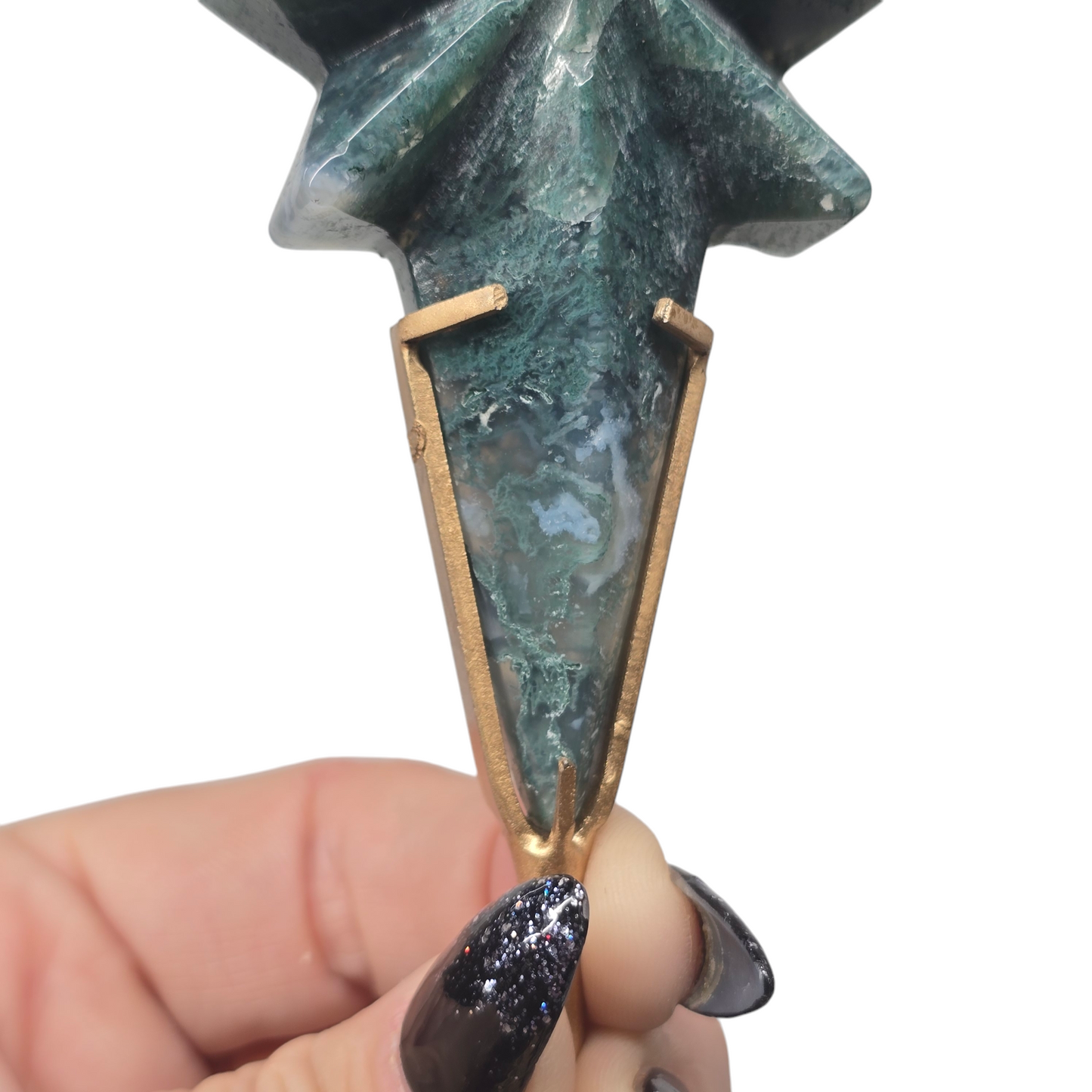 Beautiful Moss Agate Celestial North Star | Natural Crystal Carved & Polished Stone