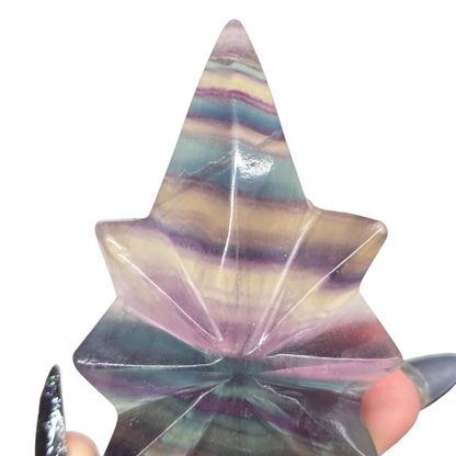 Beautiful Rainbow Fluorite Celestial North Star | Natural Crystal Carved & Polished Stone