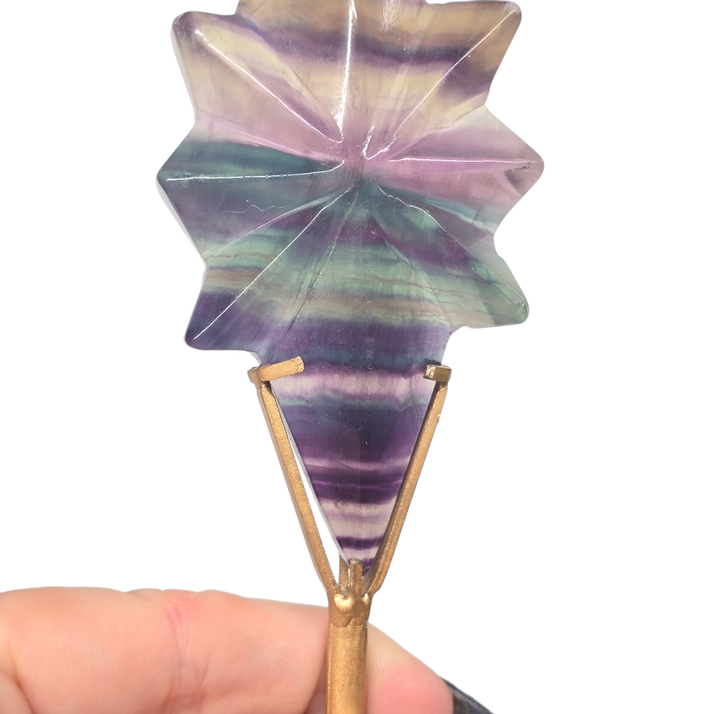 Beautiful Rainbow Fluorite Celestial North Star | Natural Crystal Carved & Polished Stone