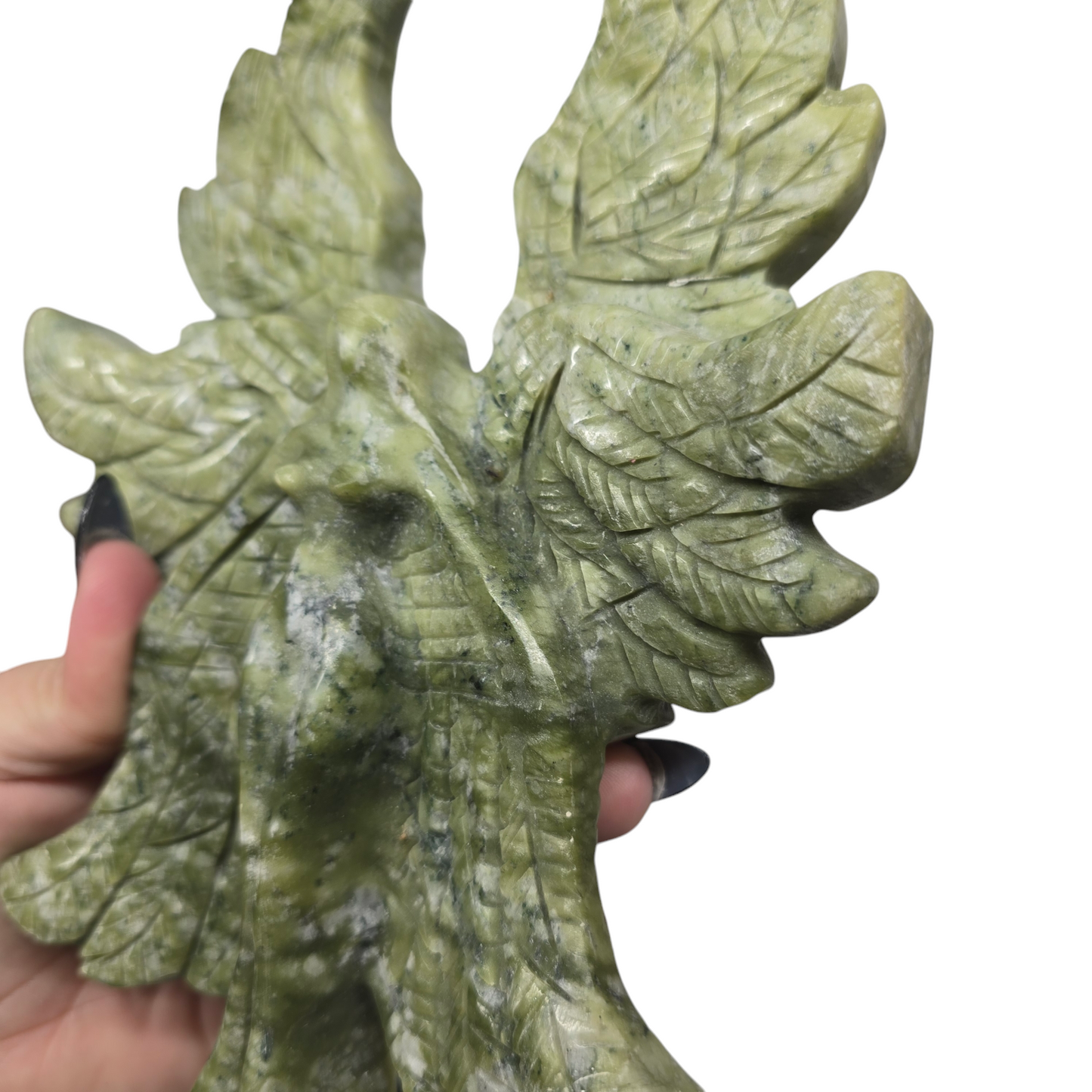 2.9lb Nephrite Green Jade Seraph Angel Fairy Figurine | Natural Crystal Carved & Polished Stone