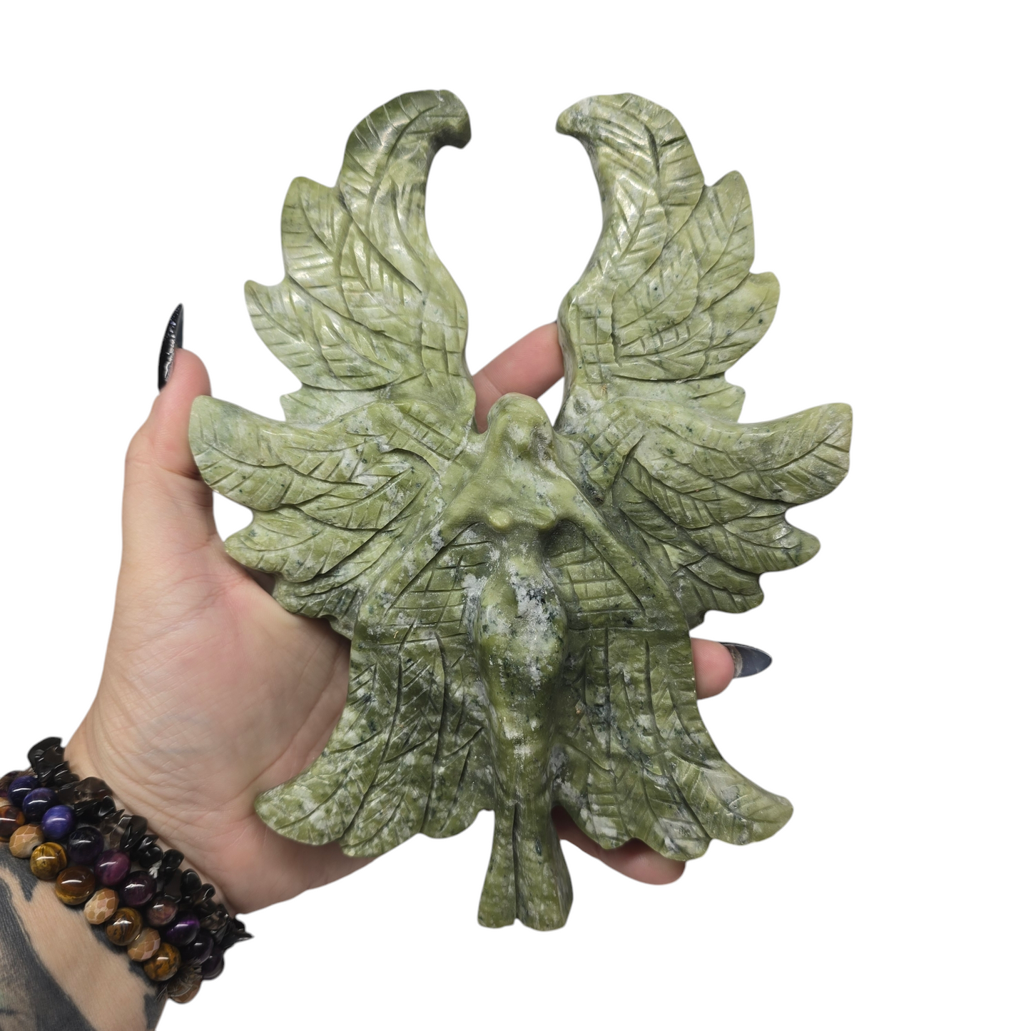 2.9lb Nephrite Green Jade Seraph Angel Fairy Figurine | Natural Crystal Carved & Polished Stone