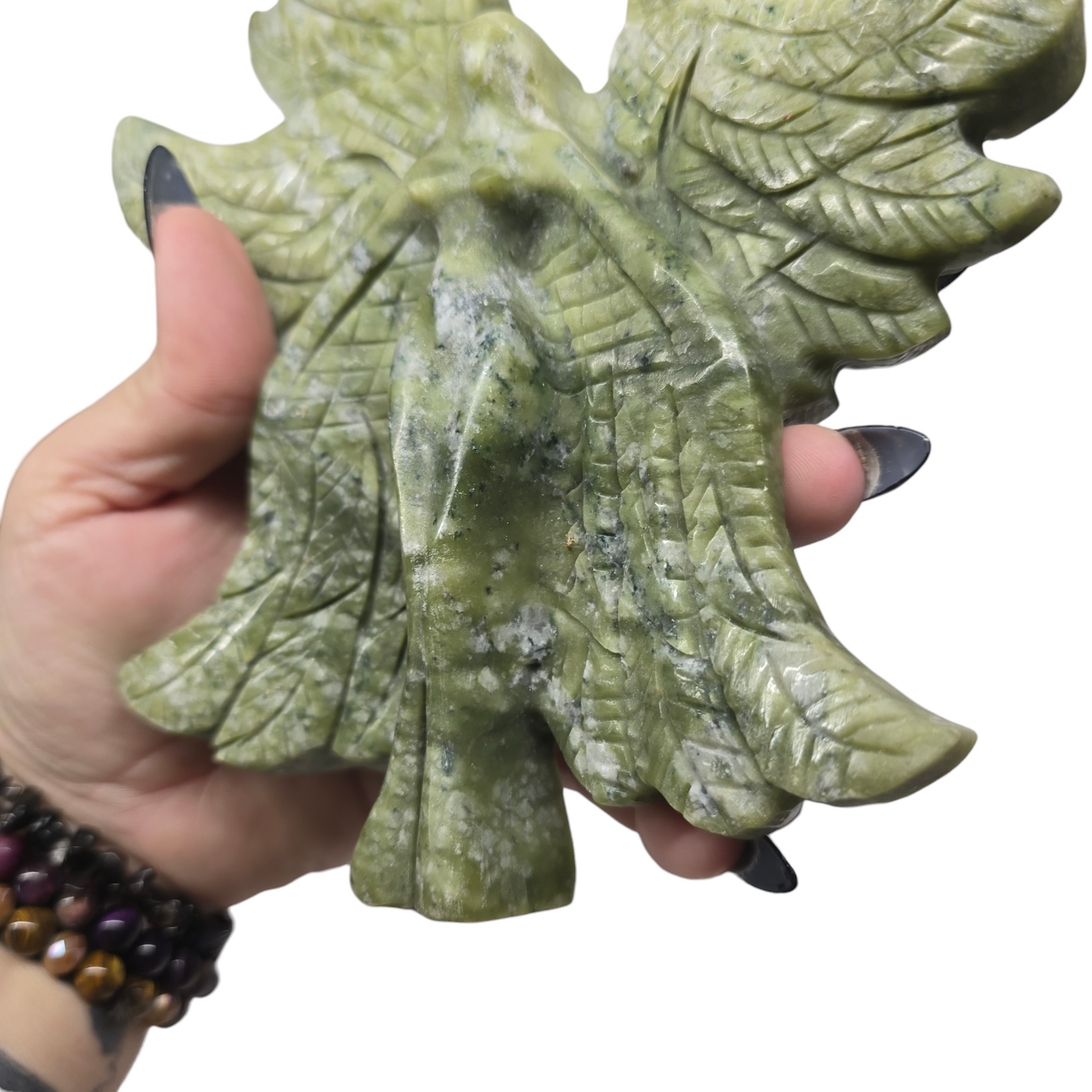 2.9lb Nephrite Green Jade Seraph Angel Fairy Figurine | Natural Crystal Carved & Polished Stone