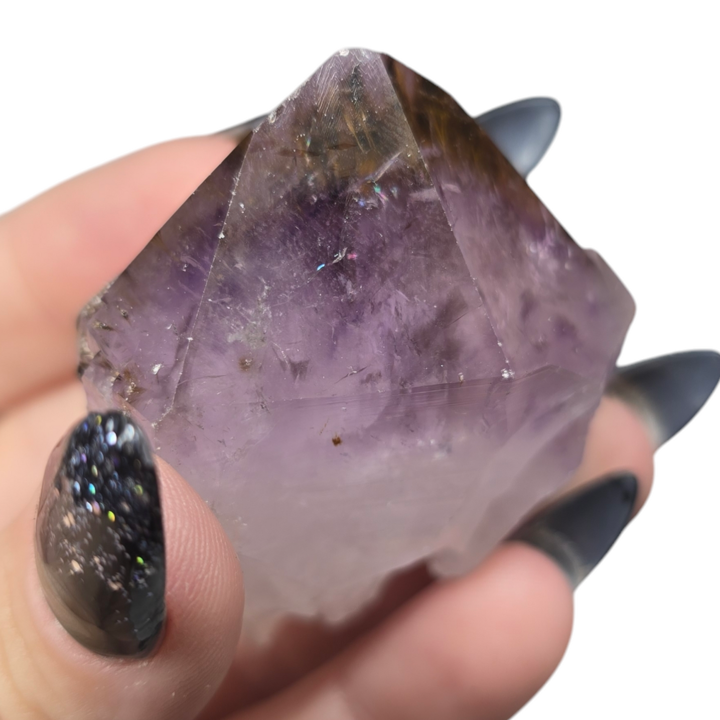 Rare Amethyst Raw Specimen with Rutile Hairs Tooth Root| Natural Crystal Stone