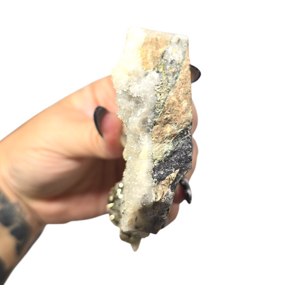 Beautiful Druzy Pyrite Quartz Raw Specimen | Natural Crystal Stone