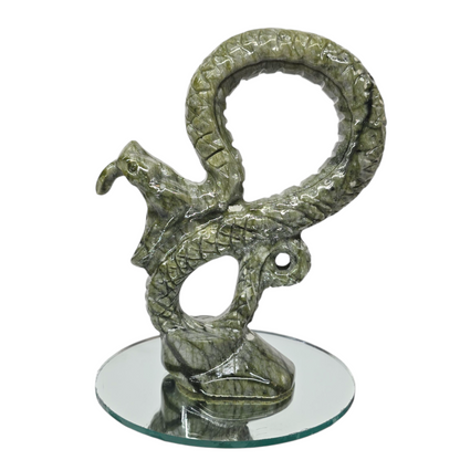 1.5lb Nephrite Green Jade Venomous Infinity Snake | Natural Crystal Carved & Polished Stone