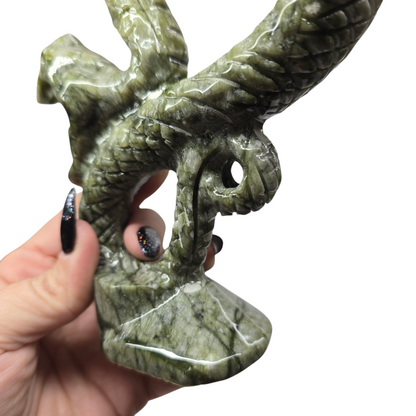 1.5lb Nephrite Green Jade Venomous Infinity Snake | Natural Crystal Carved & Polished Stone