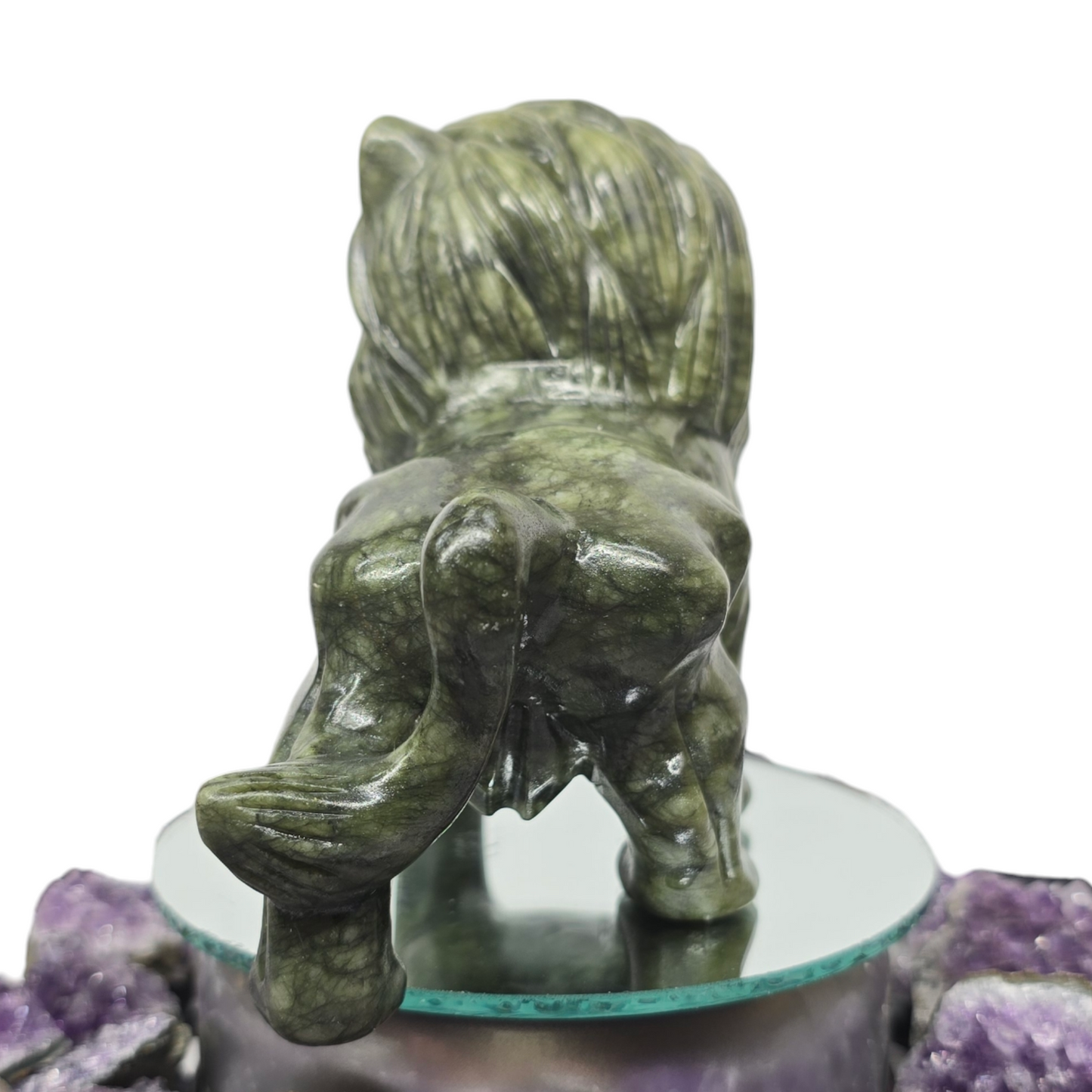 2.12lb Jade King Lion | Natural Crystal Carved & Polished Stone